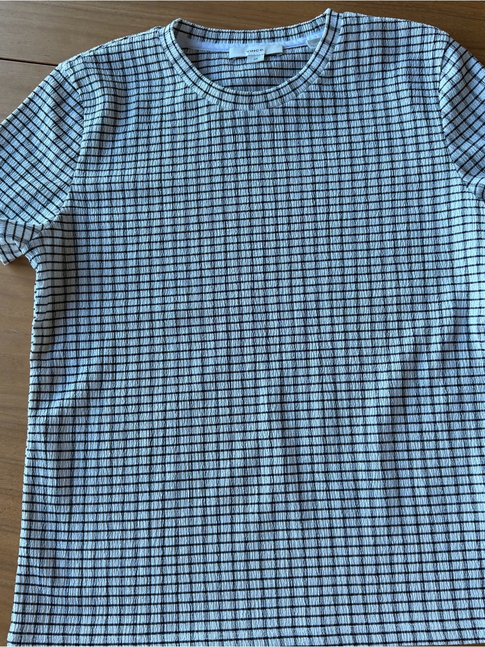 Vince Black & White Grid Short Sleeve Tee